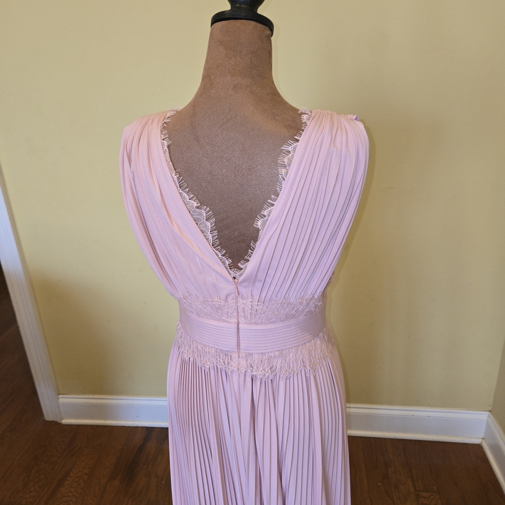 ASOS Blush Maxi Dress Pink Maternity Dress With Lace Trim And Two Front Splits - Picture 7 of 11